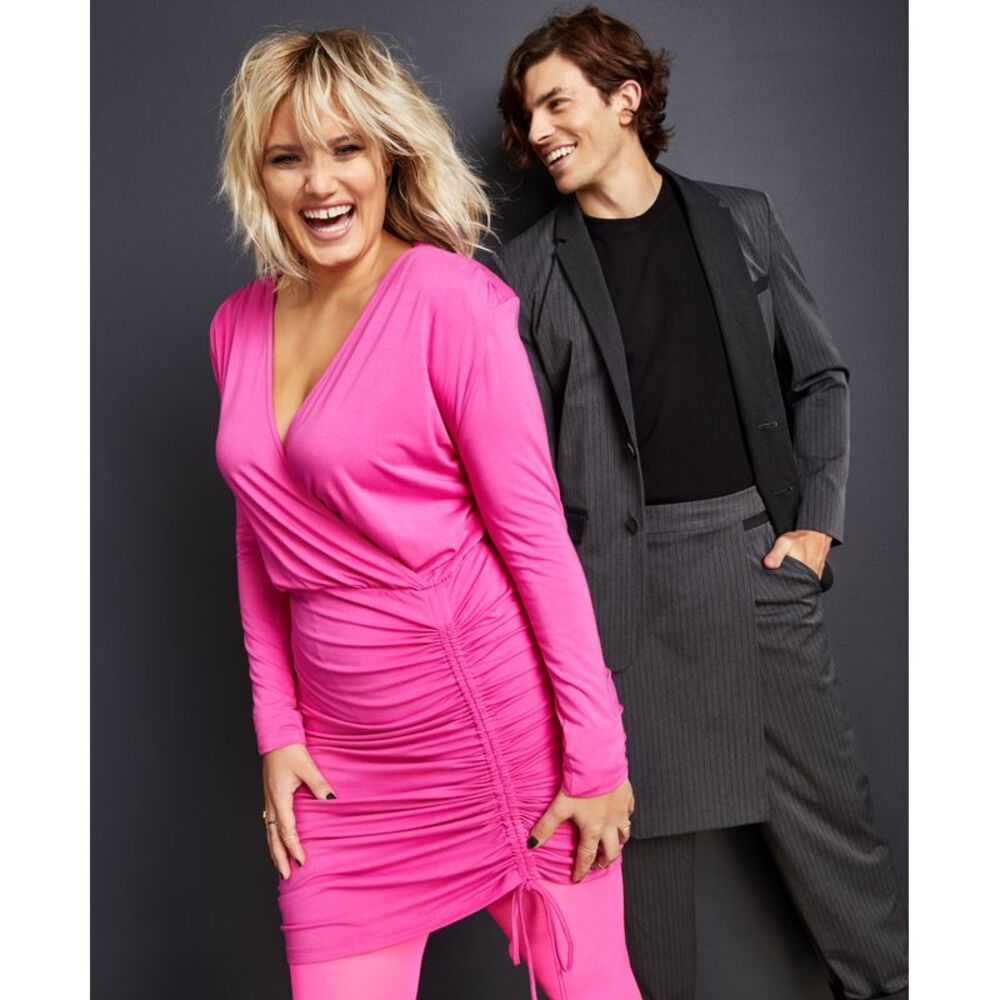 Royalty By Maluma Womens Surplice Side Ruched Knit Dress